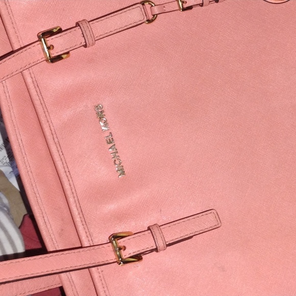 Michael Kors large rare Jet Set coral leather tote/shoulder bag - Picture 15 of 15